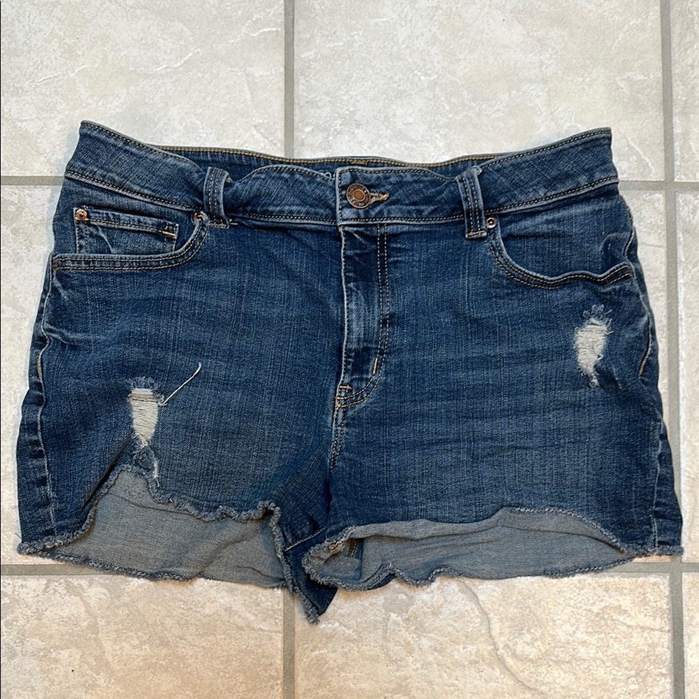 Maurices Blue Jean Shorts with Distressed Details
